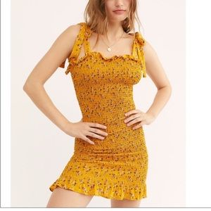 Free People Bella Ditsy Floral Smocked Mini Dress for Summer